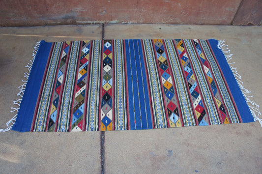 Diamantes Azules Accent Rug  | Organic Natural Dyes | Zapotec rug