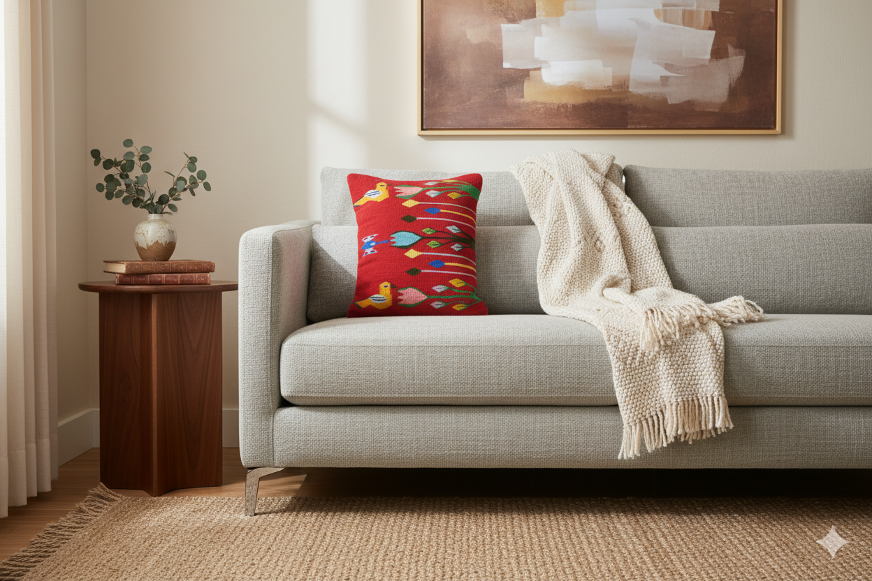 Jardín de la Vida – Handwoven Oaxacan Pillow Cover