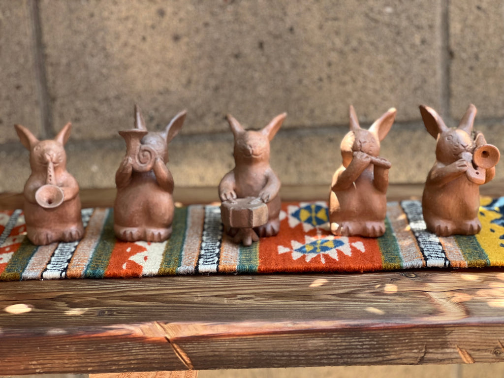El Quinteto Mixe | Handcrafted Clay Rabbit Musicians Set